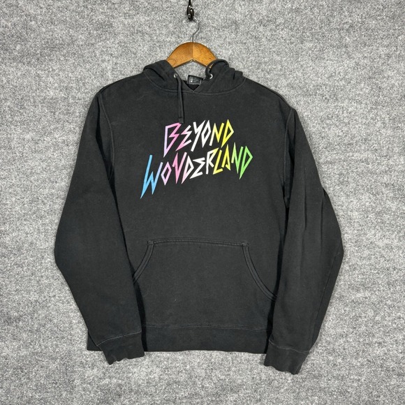 Insomniac Tops - Beyond Wonderland Hoodie Womens Small Black Rainbow Dance Insomniac Sweater Rave